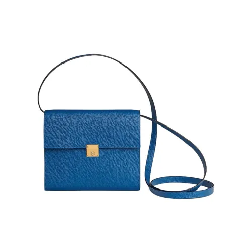 HERMES Clic Эпсомская кожа Сумка через плечо Женская Французский синий Сапфирово-синий