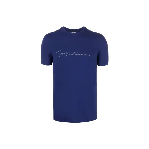 GIORGIO ARMANI Blue Men's T-Shirts GIORGIO ARMANI Синие Мужские Футболки