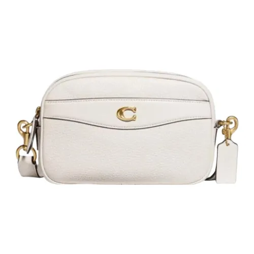 COACH Jamie Супермягкая Текстурированная Кожаная Камера Сумка Сумка через плечо Маленькая Женская Мел Белый