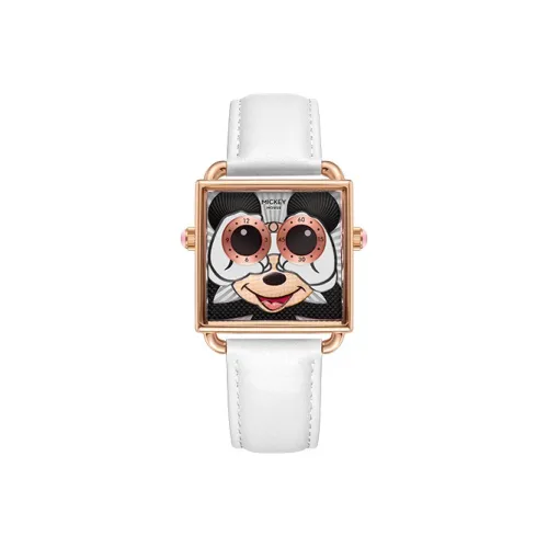 Disney Minnie Series Кварцевый механизм Кожаный ремешок Часы Женские Многоцветный циферблат MK 11496W