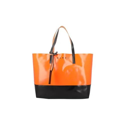 MARNI Коровья кожа Тоут Сумка Сумка для покупок Сумка на плечо Сумка Мужская Апельсин Черный