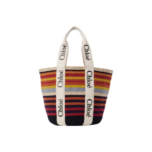 Chloe Woody Wool Calfskin Детали Tote Bag Shopping Bag Shoulder Bag Handbag Large Women's Multicolor