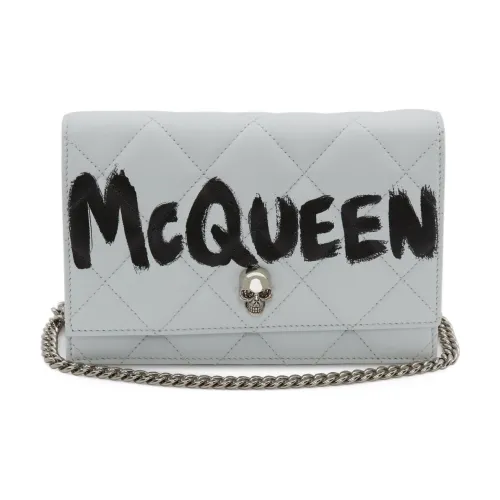 Alexander McQueen THE SKULL BAG Напп Кожа Череп Сумка через плечо Маленькая Белая Черная