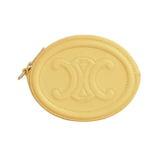 CELINE Cuir Triomphe Гладкая коровья кожа Круглая сумка для монет Кошелек Женский Желтый