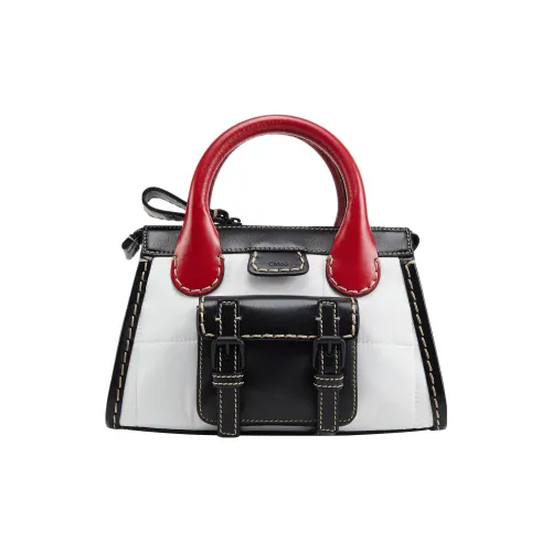 Chloe Edith Блестящая Телячья Кожа Детали Сумка через плечо Сумка Мини Женская Черная Белая Красная