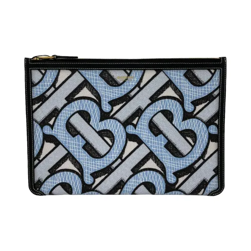 Клатч Burberry из холста и кожи унисекс синий