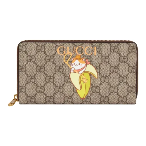 GUCCI Bananya Банан Meow Коллекция Limited Edition Холст Клатч Кошелек Женские Бежевый