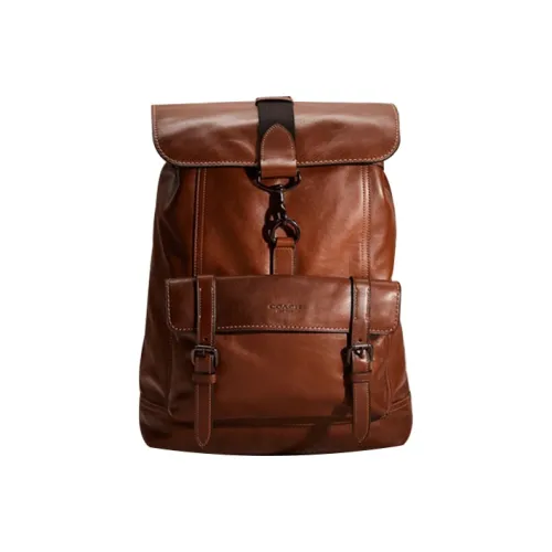 COACH Bleecker Утонченный кожаный рюкзак большой мужской темный цвет седло