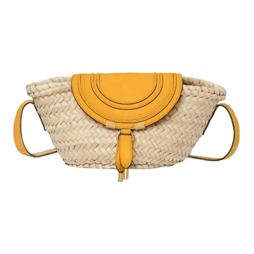 Chloe Marcie Соломенная плетеная сумка с коровьей кожей сумка через плечо маленькая сумка женская бежевая желтая