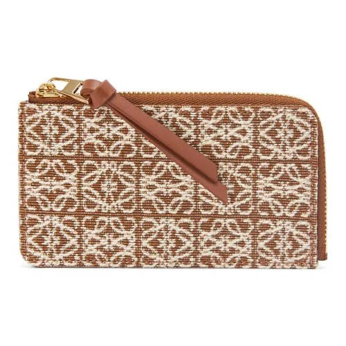 LOEWE Жаккард Телячья кожа Держатель для визиток Монетница Картхолдер Женский Коричневый