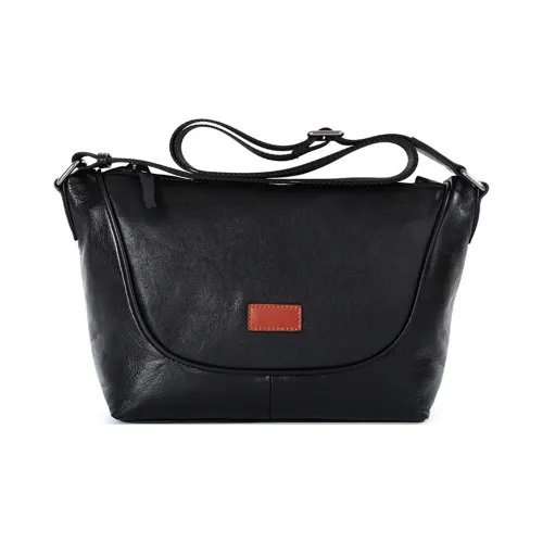 NOMK Натуральная кожа Растительное дубление Коровья кожа Сумка через плечо Большая Мужская Черная