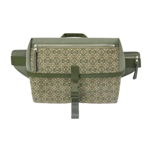 LOEWE Anagram Жаккард с Цвет холста Сумка на плечо Обычный Мужской Хаки зеленый