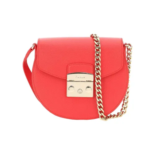 Furla Metropolis Collection Кожа Сумка через плечо Сумка на плечо Мини Женская Оранжевая Красная