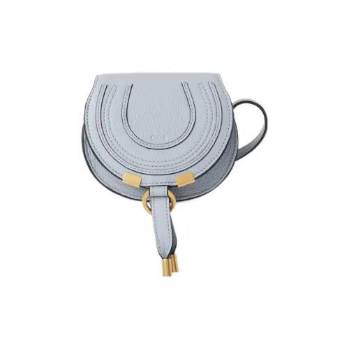 Chloe Marcie Латунь And С рельефом Телячья кожа Седло Сумка Сумки через плечо Сумка через плечо Экстра мини Женская Светло-синий