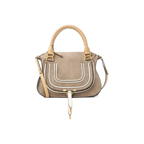 Chloe Marcie Замша с Блестящим Телячьим Кожей Плечо Сумка Сумка Средний Женская Серый