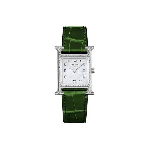 HERMES Наручные часы Кварцевый механизм Кожаный ремешок Белый циферблат Женские часы W055782WW00
