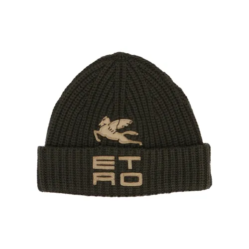 ETRO Вязаные шапки оливково-зеленого цвета унисекс
