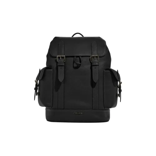 COACH Hudson Natural GRAIN LEATHER Backpack Large Men's Black