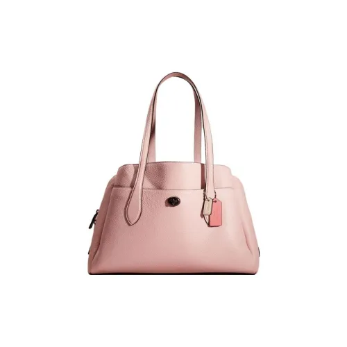 COACH Lora Полированная кожа с эффектом галечного покрытия сумка на одно плечо большой размер женский цвет Аврора розовый