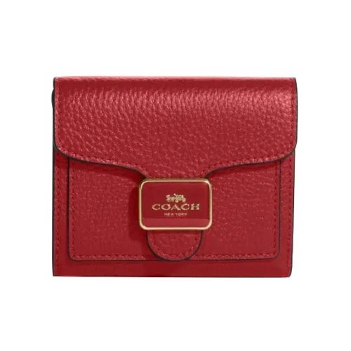 COACH Перец Утонченный Галька Кожа Картхолдер Монетница Кошелек Женские Красный