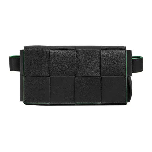 Bottega Veneta CASSETTE Pillow Bag Коровья кожа Бананка Мини Мужской Черный Зеленый