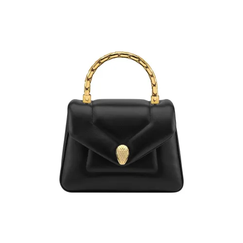 BVLGARI Serpenti Reverse Сумка С Верхней Ручкой Кожа Теленка Черного Цвета Со Стеганым Узором Metropolitan