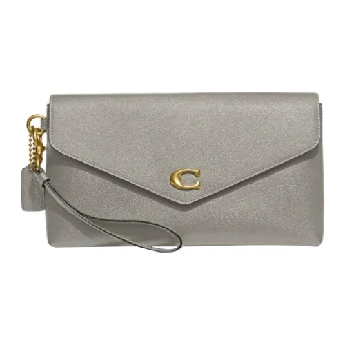 COACH Wyn Крестообразная текстура Кожа Картхолдер Клатч Средний Женские Голубино-серый