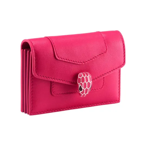 BVLGARI Serpenti Forever Телячья кожа Держатель для карт Держатель для карт Женский Розовый