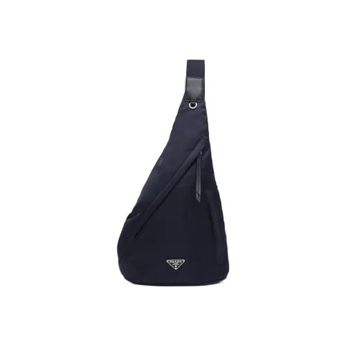 PRADA RE Нейлоновая ткань с кожаными вставками сумка через плечо мужская синяя