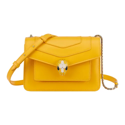 BVLGARI Serpenti Forever Телячья кожа Сумка через плечо Маленькая Женская Желтая