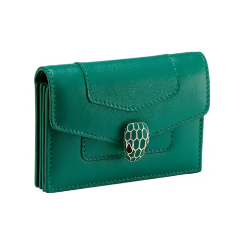 BVLGARI Serpenti Forever Телячья кожа Держатель для карт Женские Зеленый