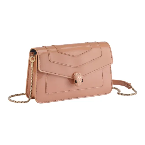 BVLGARI Serpenti Forever Лакированная поверхность Телячья кожа Кошелек Сумка через плечо Женская Коричневая