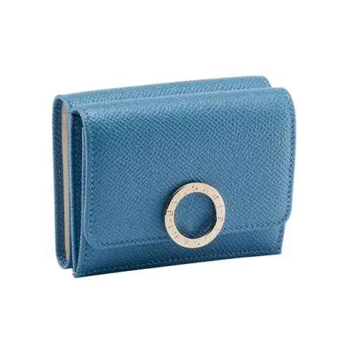BVLGARI Телячья кожа Trifold Wallet Женские Синий