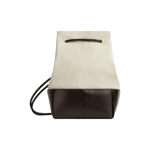 Bottega Veneta Arco Canvas Leather Bucket Backpack Medium Men's Beige Brown Bottega Veneta Arco Холст Кожа Ведро Рюкзак Средний Мужской Бежевый Коричневый