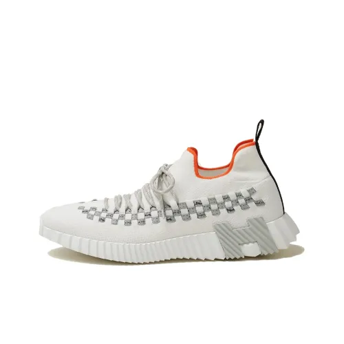 HERMES Fle Low Топ Спортивная Повседневная Обувь Мужская Белый Серый