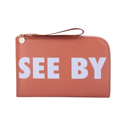 See By Chloe Joris Коровья кожа Запястье Сумка Мешок для хранения Клатч Большой Женский Оранжевый Розовый
