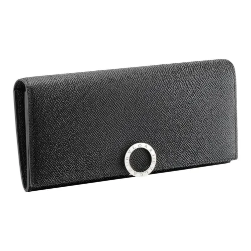 BVLGARI Bulgari Clip Телячья кожа Кошелек Большой Женские Черный