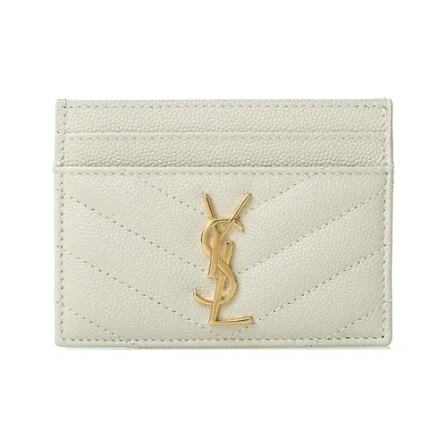 SAINT LAURENT Monogramme Quilted Кожаный держатель для карт Держатель для карт Женский Винтажный Белый