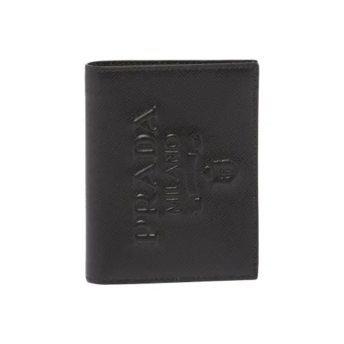 PRADA Saffiano кожа кошелек маленький женский черный