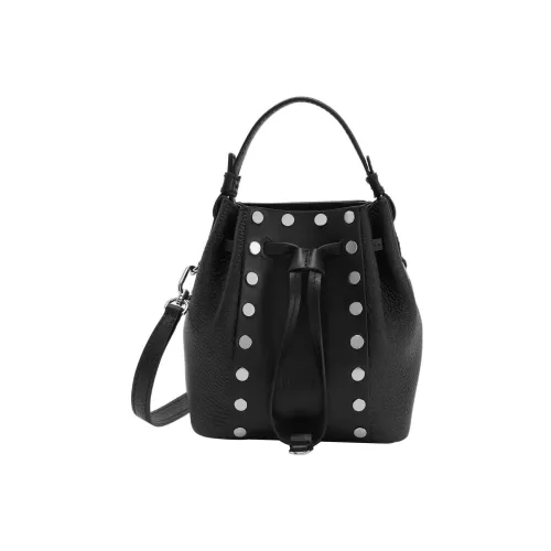 Furla Miastella Телячья кожа Ведрообразная сумка Сумка Сумка через плечо Сумка через плечо Мини Женская Черная