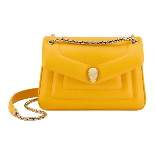 BVLGARI Serpenti Reverse Телячья кожа Сумка с цепочкой Сумка через плечо Маленькая Женская Желтая