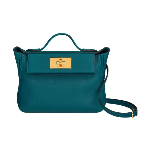 HERMES 24 24 Evercolor Swift Телячья кожа Сумка Сумка через плечо Сумка через плечо Мини Женская W0 Bosphorus Зеленый