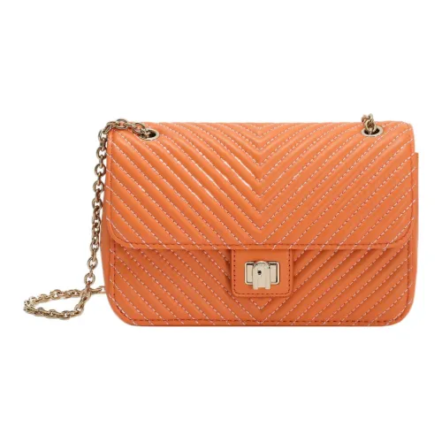 Furla Pop Star Nappa Lambskin Crossbody Bag Shoulder Bag Small Women's Bright Orange