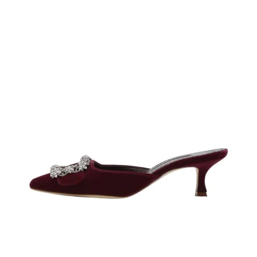 MANOLO BLAHNIK Тихие Домашние Тапочки Женские Темно-красный