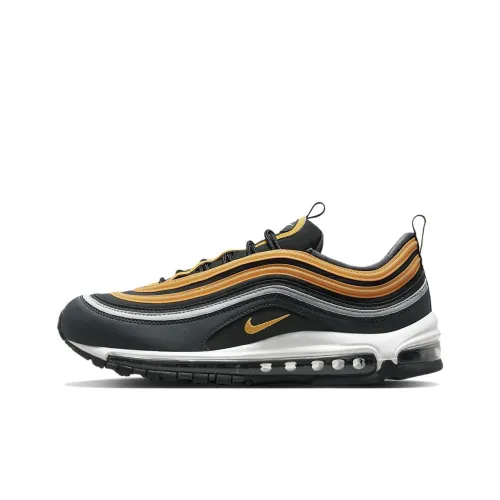 Nike Air Max 97 Амортизация Устойчивость к истиранию Дышащие Низкие кеды для бега Мужские Черный Желтый