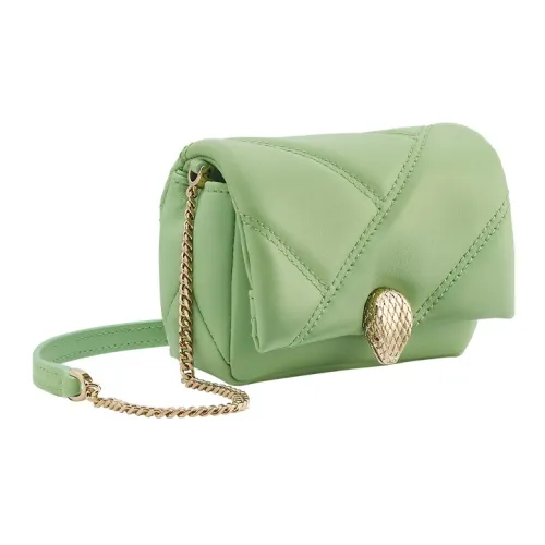 BVLGARI Serpenti Cabochon Телячья кожа Сумка через плечо Сумка на плечо Мини Женская Зеленая