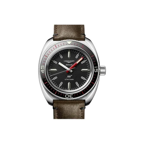 LONGINES Classic Vintage Механический механизм Мужские часы 43 мм Черный циферблат Корпус из нержавеющей стали Ремешок из коровьей кожи