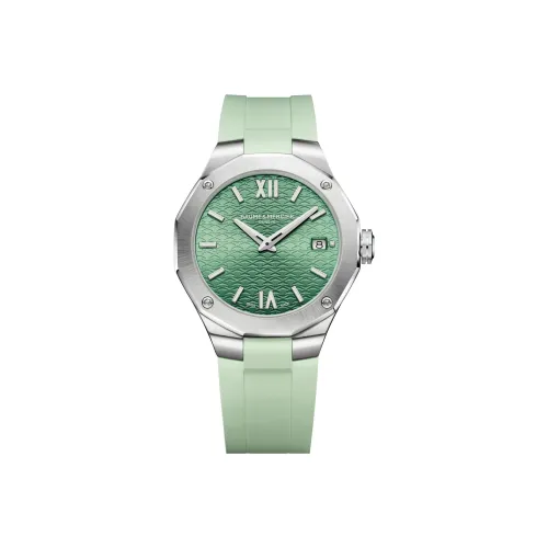 Baume Mercier Rivera Series Кварцевый механизм Женские часы Зеленый циферблат Корпус из нержавеющей стали Резиновый ремешок