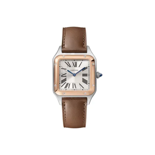 Cartier SANTOS DE Кварцевый механизм Мужские часы 38*27,5 мм Белый циферблат Корпус из нержавеющей стали Ремешок из натуральной кожи
