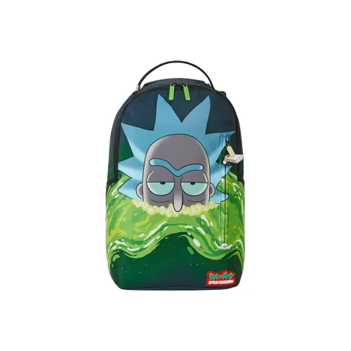 SPRAYGROUND Rick Morty Коллаборация Полиэстер Рюкзак Унисекс Темно-зеленый